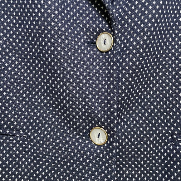 Women's Large Rafaella Navy Blue & White Buttoned Blazer Jacket - Picture 7 of 9